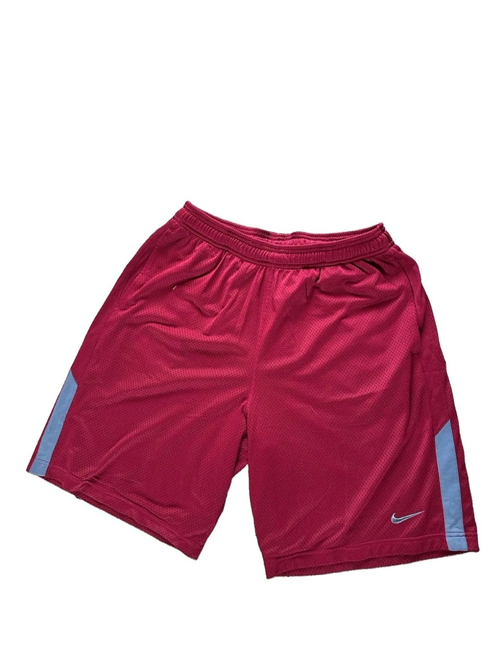 Nike Men's Magenta Athletic Mesh Shorts with Light Blue Side Panels